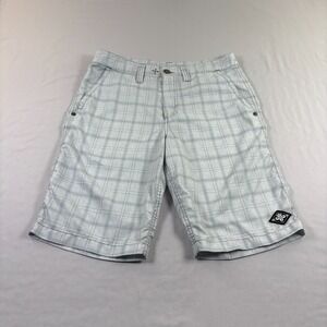 Affliction‎ Shorts Mens Size 32 Gray Plaid Bermuda Casual Grunge